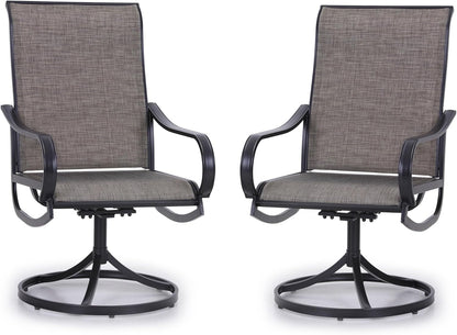 PHI VILLA Patio Swivel Dining Chairs Set of 2, Outdoor Metal Chair with Textilene Mesh Fabric, Patio Chair with Armrest, Black Frame for Patio Deck Garden