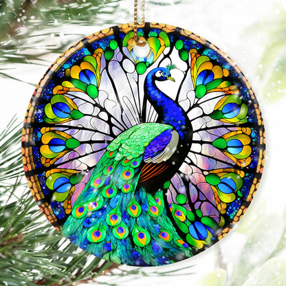 Colorful Ceramic Peacock Christmas Ornament, Peacock Ornaments for Christmas Tree, Holiday Decorations, Christmas Decor, Peacock Lovers, Peacock Gifts, Christmas Ornament Gift Ideas