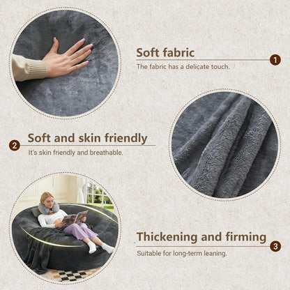 Big Bean Bag Chairs for Adults Memory Foam Chair Living Room Furniture (Darkgrey, 6FT) | Bean Bag Chair with Filler Super Soft Plush Suitable for Bedrooms Comfy Lounge Reading Chairs