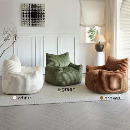 Giant Brown Bean Bag Chairs for Adults & Teens, Soft Corduroy Beanbag | 30 lbs Filler Foam| Armrests & Back Support| Vacuum-Compressed Lounge Chair| For Reading, Gaming, Bedroom, Living Room, Dorm