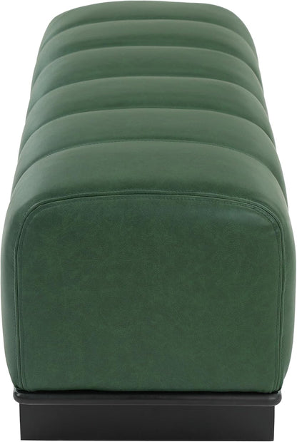 Christopher Knight Home Lamie 49.13" Faux Leather Upholstered Dining Bench, Wooden Entryway Bench, Long Sofa Footstool for Living Room, Bedroom End of Bed Bench, Green+Black