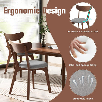 KOTEK Dining Chairs Set of 4, Mid Century Modern Kitchen Chairs with Rubber Wood Legs, Cushioned Seat, Curved Backrest, Wooden Side Chairs for Dining Room, Living Room