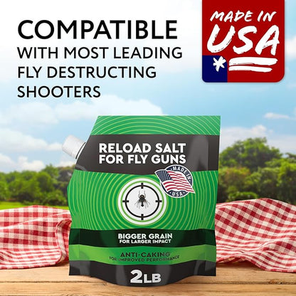 Impresa Fly Shooter Refill Salt - 2 lb Classic White Bag - Large-Grain Non-Caking Crystals & Pouring Spout for Fast Loading - Compatible with Bug A Salt 3.0