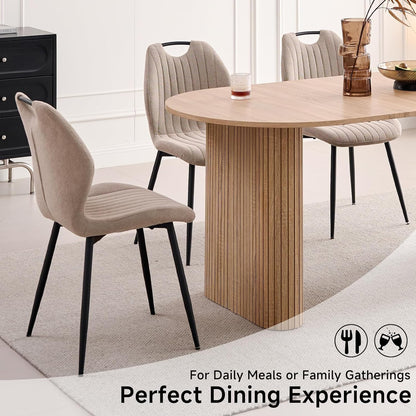 Dining Chairs Set of 4, Upholstered Living Room Chairs Modern Fabric Wingback Kitchen Chairs for Apartment Waiting Room, Khaki
