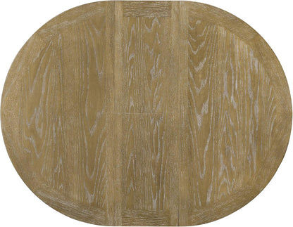 54'' Round Oval Dining Table Extendable Kitchen Table for 4-6, Modern Mid-Century Retro Style Wood Dining Room Table with a 12" Leaf for Living Room Kitchen, Natural Wood Wash
