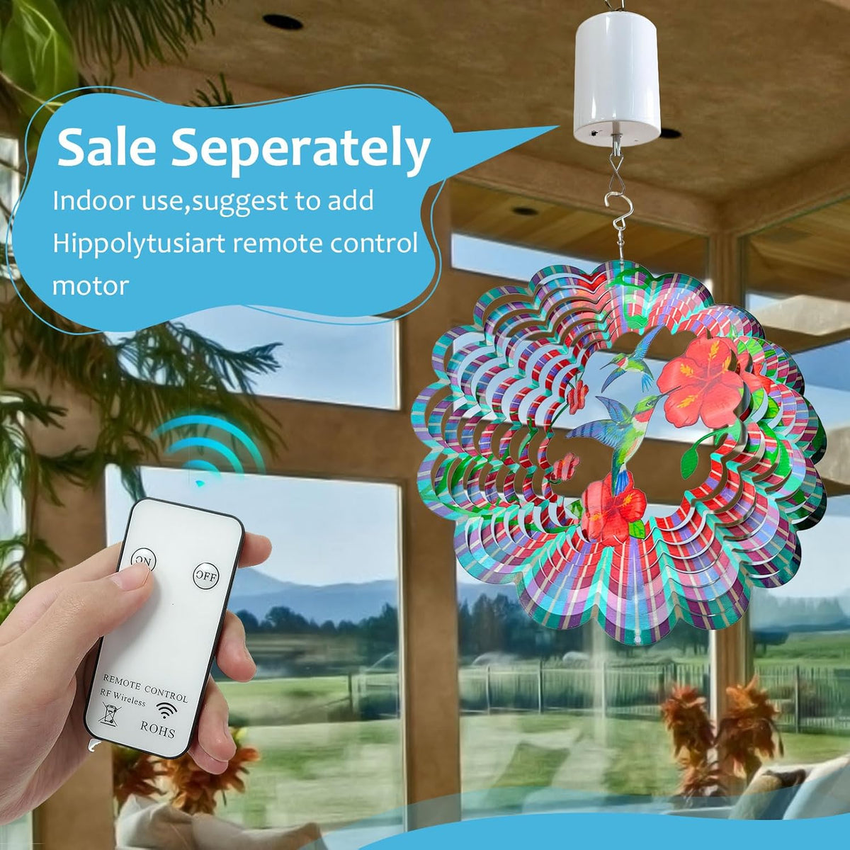 Hummingbird Wind Spinner,Hummingbird Gift for Women/Mother/Father,12In Stainless Steel 3D Wind Spinner Hanging Kinetic Yard Garden Christmas Ornaments,Outdoor & Indoor Wind Sculptures