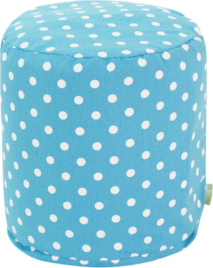 Majestic Home Goods Aquamarine Small Polka Dot Indoor Bean Bag Ottoman Pouf 16" L x 16" W x 17" H