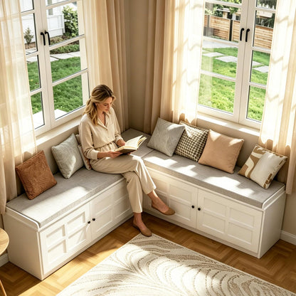 L-Shape Storage Bench with Cushion, Backless Corner Dining Nook Bench with Hidden Storage for Kitchen, Entryway, Cloakroom