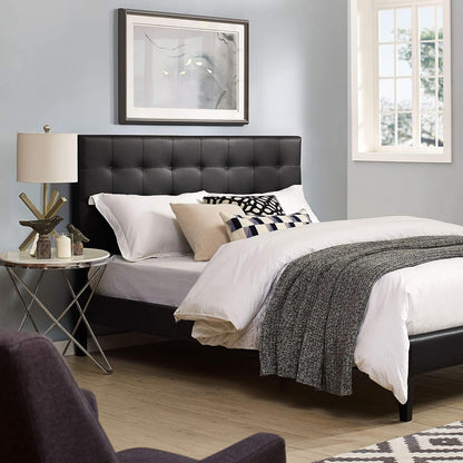 Modway Paisley Upholstered Tufted Faux Leather Full / Queen Headboard Size in Black