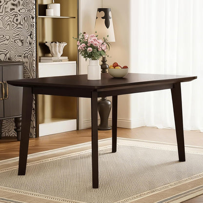 Merax Merax Farmhouse 47" Rectangular Dining Table, Solid Wood Kitchen Table Fits up to 4,Space Saving, Easy Assemble Espresso