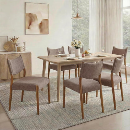 KISLOT Dining Chairs Set of 4, Ergonomic Upholstered Wood Chairs, Brown | Mid Century Modern Dining Room Chairs, Ergonomic Farmhouse Kitchen Chairs with Solid Rubber Wood Frame, Antique Walnut Leg