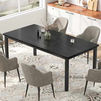 79 Inch Industrial Dining Table for 4-6 Person Rectangle Kitchen Table with Metal Legs,Round Corners, Writing Desk, for Modern Farmhouse, for Kitchen, Dining Room,Quick Assembly, Wood