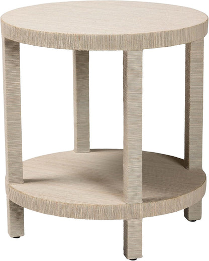 bali & pari Rocco Bohemian Woven Grasscloth End Table