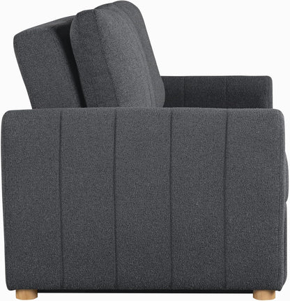Serta Galway 66.5" Convertible Sleeper Loveseat, Full Size, Dreamcoil Comfort, FingerGuard Pinch Point Protection, Boucle Fabric, Charcoal