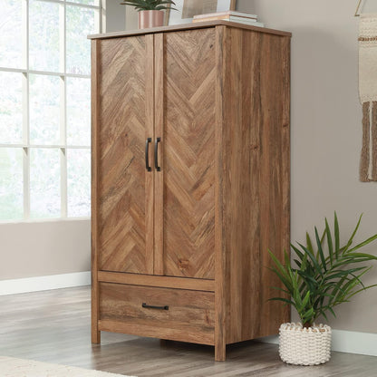 Sauder Cannery Bridge 32.36" W x 22.52" D x 59.80" H Armoire & Dresser in Sindoori Mango Finish with Garment Rod & 6 Drawers