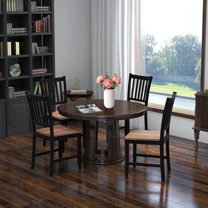 POWERSTONE Dining Chairs Set of 4, Wooden Windsor Kitchen Chair with Large Seat Spindle High Back for Kitchen and Dining Room, Black