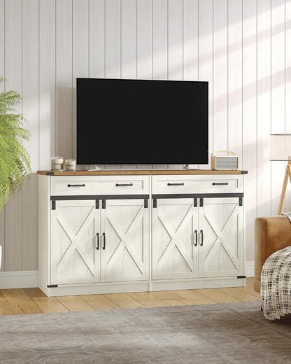 Hzuaneri Kitchen Storage Cabinet, Buffet Cabinet with Storage, Modern Farmhouse Sideboard Cabinets with Drawer, 55.1" Coffee Bar Cabinets with Doors & Adjustable Shelves, for Kitchen, White Brown