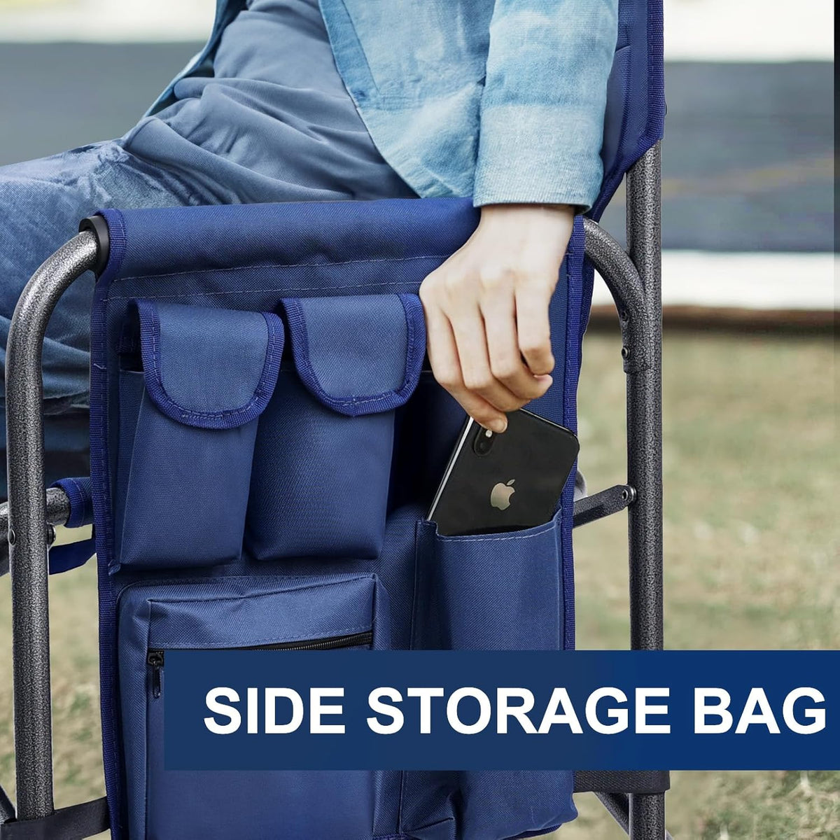 Yestomo Directors Chair, Camping Chairs for Adults, Heavy Duty Side Table, Lawn Chairs with Side Pockets Carry Straps