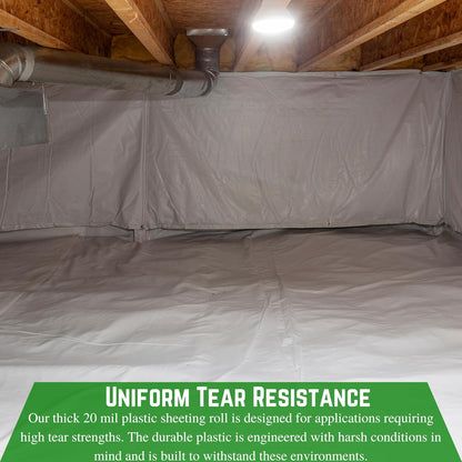 Farm Plastic Supply - Crawl Space Vapor Barrier, 20 mil - Thick Plastic Sheeting, Drop Cloth Moisture Barrier for Crawl Space Encapsulation, Heavy Duty Polyethylene, Black & White Film (24' x 10')