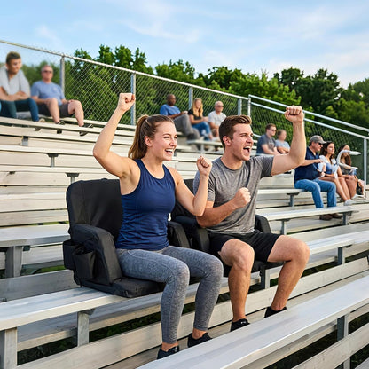 SUNNYFEEL Stadium Seat with Back Support, 4.7" Thick Cushion, 6 Reclining Positions Bleacher Chair with Shoulder Straps, Armrests & Storage Pockets, Non-Slip Strap, Portable for Sports Camping