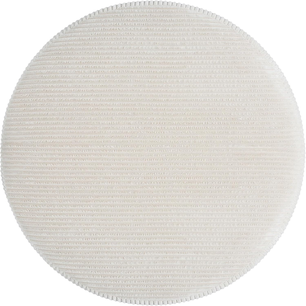 Merax 30.25" Modern Upholstered Round Corduroy Ottoman, Multifunctional Extra Seat, Side Table, Foot Rest, Stuffed Pouf Footstool for Living Room Bedroom, Beige