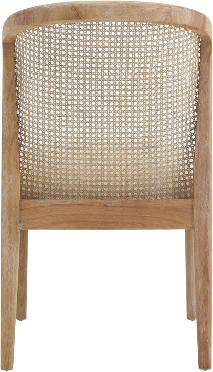 Christopher Knight Home Lilia Dining Chairs Set of 2, Modern Dining Chair with Fabric Upholstery, Rubberwood Frame Kitchen Chairs with Cane Webbing, Extra Seat for Dining Room, Beige + Natural