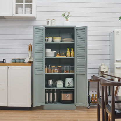 Freestanding Pantry Cabinet with 4 Adjustable Shelves for Kitchen | Space-Saving Furniture-Style Design, Durable Steel Construction