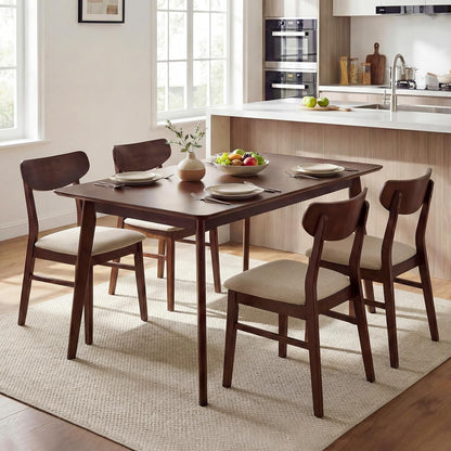 Giantex Dining Table for 4, 47" Rectangular Wooden Kitchen Table with Solid Rubber Wood Legs, Mid Century Modern Dinner Table for Dinette, Living Room, Home Office (Walnut)