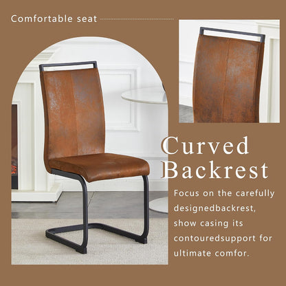 Baysitone Modern Dining Chairs Set of 6, Side Dining Room Chairs, High Back Kitchen Chairs with Suede Fabric Padded Seat for Dining Room,Kitchen, Living Room Brown
