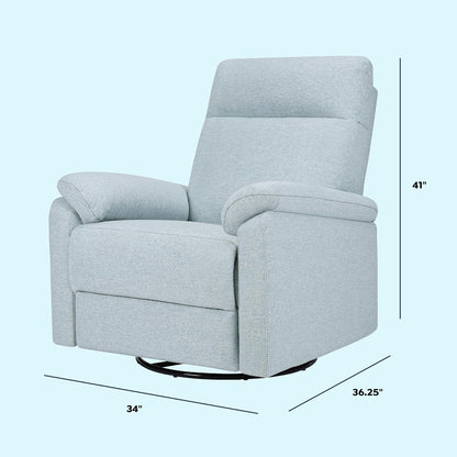 Davinci Suzy Electronic Swivel Recliner with USB Port in Heathered Blue, GREENGUARD Gold & CertiPUR-US® Certified
