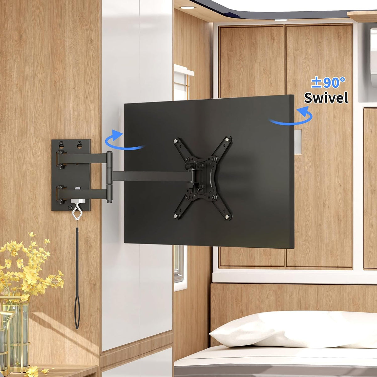 Suptek Lockable RV TV Mount for 13-43 Inch TVs | Full Motion Locking Wall Mount for Camper, Trailer, Motorhome, Boat, Truck, Indoor and Outdoor, VESA 200mm, Supports 44lbs, Model MA1342