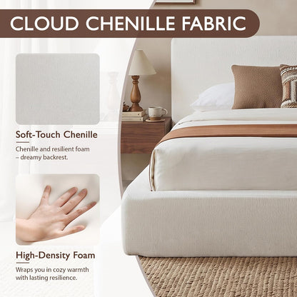 DNYN Queen Cloud Bed Frame with Cushion Headboard and 360° Foam Surround