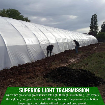 Farm Plastic Supply - String Reinforced 4 Year UV Resistant 10 mil White Greenhouse Plastic Sheeting - 4 Year UV Resistant Polyethylene Greenhouse Film, Hoop House Green House Cover (16' x 20')