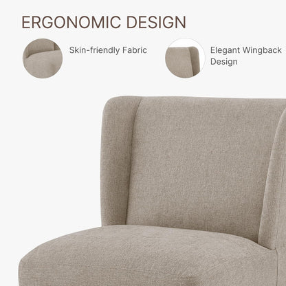 KISLOT Dining Chairs with Casters Require Assembly Upholstered Wingback Single Sofa Armless Deskchair for Bedroom Waiting Room Kitchen Diningroom