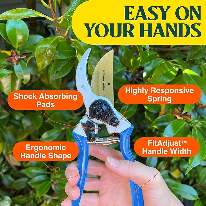 Haus & Garten ClassicPRO 8.5" Premium Titanium Bypass Pruners - Use as Garden Shears Pruning Shears for Gardening, Hand Pruners, Handheld Garden Clippers, Scissor Clipper Tool