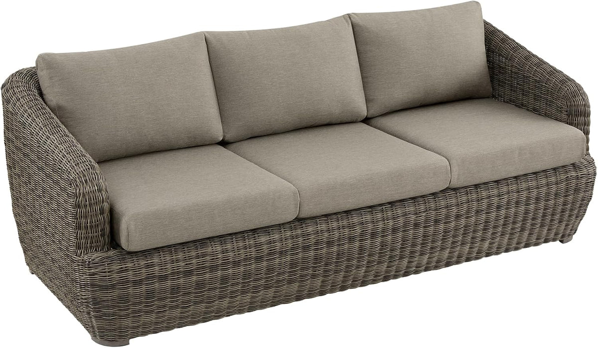 CHITA Patio Wicker 3-Seater Sofa with Removable Cushion, Backyard Rattan Chair for Sunrooms, Patios, Decks, Fully Assembled