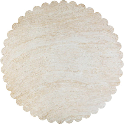 First of a Kind 54" Round Concrete Table in Travertine Finish - Modern Dining Table with Petal-Inspired Design - Seats 6, Indoor/Outdoor Use - Durable and Stylish for Elegant Gatherings