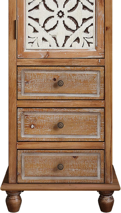 KTART 54''Tall Kitchen Pantry Cupboard Storage Cabine,Narrow Accent Cabinet | Solid Wood Frame;Farmhouse/French Country Narrow Corner Glass Display Cabinet;Narrow Storage Cabinet;Tall Accent Cabinet