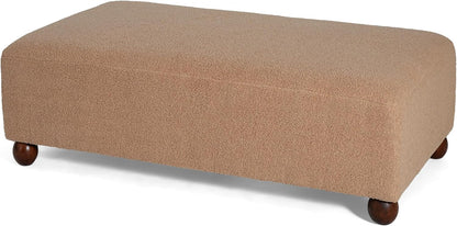 Christopher Knight Home Rika 48" Comfy Boucle Upholstered Bedroom Bench, Ottoman Bench with Rounded Wooden Legs, Spacious Seating, Long Footstool for Living Room, Entryway Bench, Tan Brown