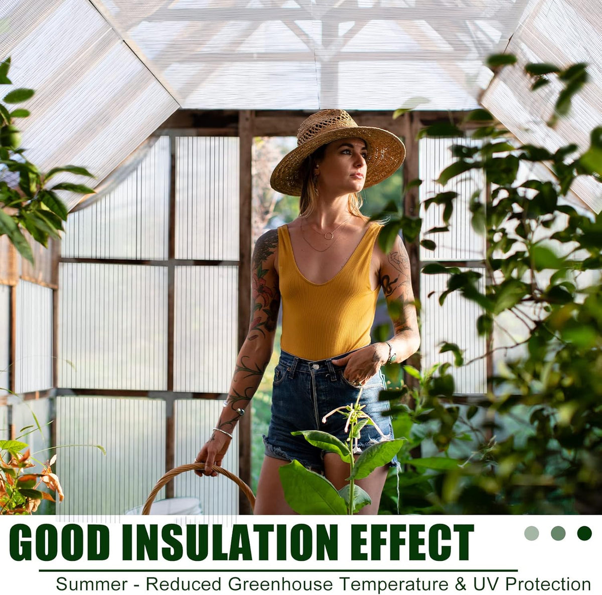 Tatuo 5 Pack 6' x 2' x 0.16'' Polycarbonate Greenhouse Panels Polycarbonate Sheets Twin-Wall Roof Panels Waterproof UV Protected Clear Corrugated Plastic Roofing for Greenhouse Replacement