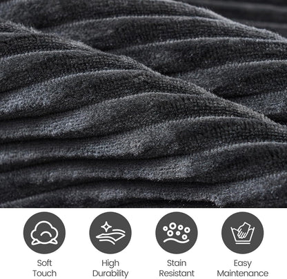 Bean Bag Chairs for Teens, 3FT Bean Bag with Memory Foam Filling, Bean Bag Chairs with Plush Microfiber Removable Cover, Cozy Sofa for Reading, Gaming- Black