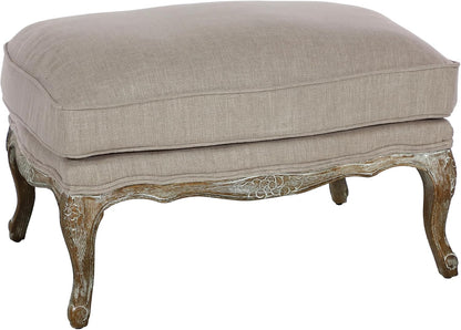 Lexicon Parlier Show Wood Ottoman - Rectangle Ottoman Pouf Foot Rest, Floral Motif, Solid Wood Frame, Feathered Down Filled Cushion, Fully Assembled, 32" L x 25.5" W x 20.5" H, Neutral