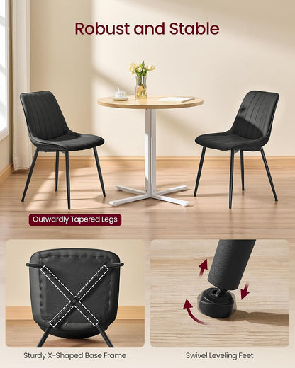 VASAGLE Dining Chairs Set of 2, Upholstered Kitchen Chairs, Synthetic Leather, Max. Load 264 lb, Steel Legs, Curved Backrest, for Dining Room, Dove Gray and Ink Black ULDC090BH02