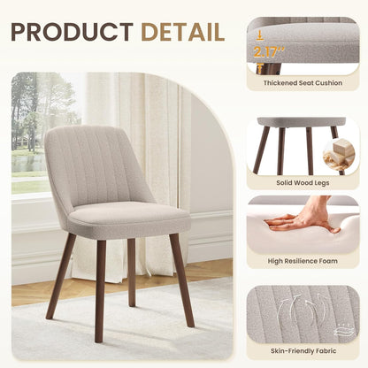 MALOL Upholstered Dining Chairs Set of 4, Modern Fabric Kitchen Chairs with Back, Wood Legs for Kitchen Dining Room Restaurant, Camel