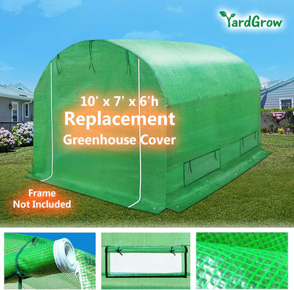 YardGrow Greenhouse Replacement Cover Larger Walk in Outdoor Plant Gardening Greenhouse (Frame Does NOT Included) (Green, 10'x7'x6')