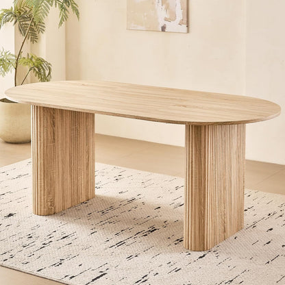 70.9" Large Dining Table for 4-6, Rounded Edges, Fully Assembled Table Base, Modern Wood Kitchen Dinner Table, Easy Setup, Natural