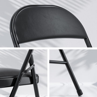 VECELO Folding Card Table and Chair Set of 5 Portable with Padded Tabletop, No Assembly Required, Black