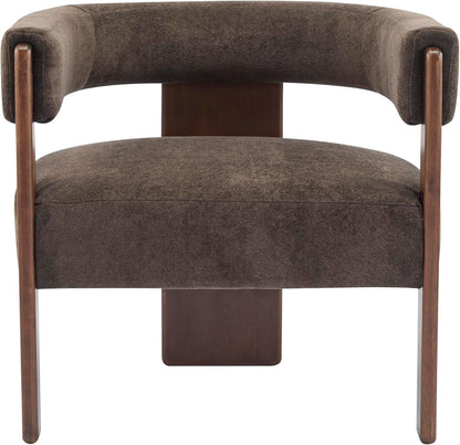 Christopher Knight Home Nettie Modern Accent Chair for Living Room, Velvet Fabric Single Lounge Sofa Chair with Wooden Frame, Comfy Reading Chair for Bedroom, Lounge Armchair with Cushion, Dark Brown