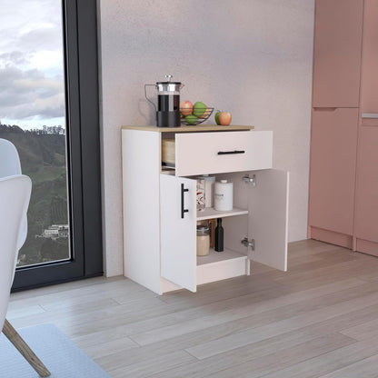 Multistorage Pantry Cabinet, One Drawer, Two Interior Shelves Ivory - Natural Oak