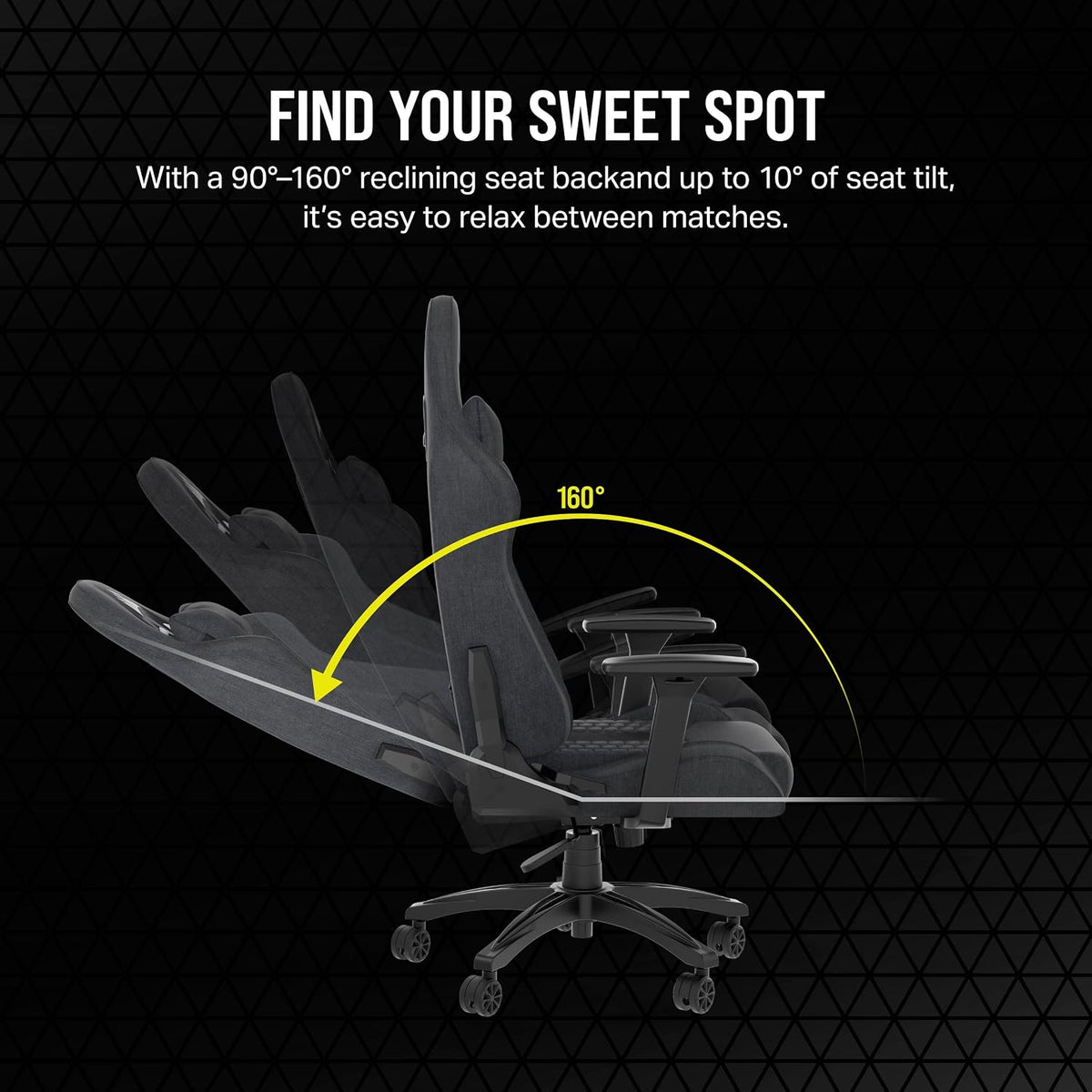 Corsair TC100 Relaxed Gaming Chair - Fabric - Racing-Inspired Design - Lumbar Pillow - Detachable Memory Foam Neck Pillow - Adjustable Seat Height - Adjustable Armrests - Gray and Black